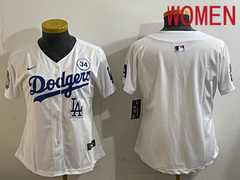 Women Los Angeles Dodgers Blank White Game 2024 Nike MLB Jersey style 11211->women mlb jersey->Women Jersey
